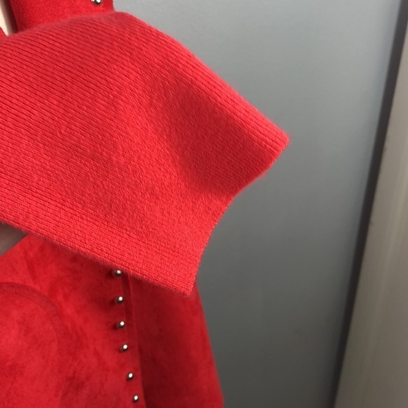 NWT New Sioni Crop Jacket Red Studded Soft Suede Medium - Picture 6 of 13